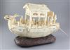 A large Japanese sectional ivory and shibayama style model of a ship, Meiji period, total length 58.5cm                                