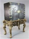 An early 18th century japanned cabinet, by repute formerly the property of Clive of India, W.3ft 10in. D.2ft H.5ft                     