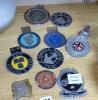 A small collection of car radiator caps and badges and motorcycle club badges                                                                                                                                               