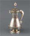 A 19th century Russian 84 zolotnik silver gothic style flagon, 25.5 oz.                                                                