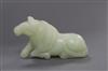 A Chinese jade figure of a recumbent horse length 7cm                                                                                  