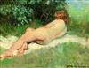 § Jules R. Hervé (1887-1981) Reclining female nude 8 x 10.25in.                                                                        