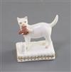 A rare Derby porcelain group of a cat and kitten with prey, c.1810-25, H. 5cm, tail restored                                           