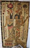 Two pairs of 1920's Egyptian figural appliques wall hangings 190cm x 65cm each                                                         