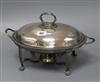 A Victorian entreé dish cover and stand, liner and burner height 20cm                                                                  