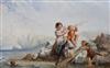 English School c.1900 Children playing on the seashore 9.75 x 15.5in.                                                                  