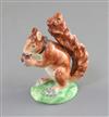 A Derby porcelain figure of a red squirrel, c.1800-30, H. 8.7cm, restoration to ears                                                   