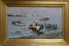 Elvira Raimondi (1867-1920), oil on canvas, fishermen in the Bay of Naples, signed, 11.5 x 19.5in.                                     