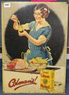 A Colmans advertising sign depicting a young woman                                                                                     