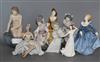 A Royal Copenhagen figure and two Lladro figures and five others                                                                       