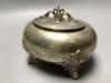 A late 19th century Russian 84 zolotnik oval sugar box with hinged cover, by T. Werner?, height 11cm, 10.5 oz.                                                                                                              