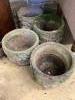 A set of four circular reconstituted stone garden planters, diameter 29cm, height 23cm                                                                                                                                      