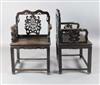 Two Chinese rosewood armchairs, late 19th century,                                                                                     