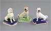 Three Chamberlains Worcester porcelain figures comprising two pugs and a poodle, c.1820-40, H. 6.7cm - 7cm                             