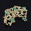 A 1960's/1970's French 18ct gold and cabochon emerald modernist brooch, 52mm.                                                          