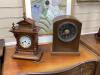 A French oak mantel clock and a German walnut mantel clock, tallest 40cm                                                                                                                                                    