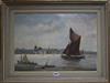 Vavasour Hammond (Wapping Group), oil on board, Sail barge on the Thames, signed, 36 x 51cm                                            