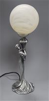 A WMF style lamp base and shade, in the form of a lady height 49cm                                                                     