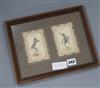 Two French drawings of figures, framed as one 11 x 8cm                                                                                 