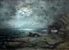 L. V. Erhardt (19th C. Austrian) Moonlit coastal landscape 32 x 48in.                                                                  