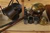 A Victorian copper scuttle and assorted metalware                                                                                      