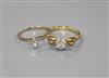 An 18ct gold and illusion set solitaire diamond ring and a small 14ct gold diamond ring.                                               