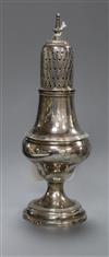 A George III silver pepperette, Crispin Fuller, London, 1793, 15.9cm.                                                                  