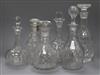 Six glass decanters and stoppers tallest 30cm                                                                                          