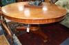 A Victorian mahogany circular breakfast table Diameter 140cm                                                                           