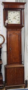 An oak longcase clock, signed T. Hargraves of Settle H.208cm                                                                           