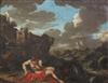 After Nicolas Poussin (17th / 18th century) Coastal landscape with shipwrecked figure 18.5 x 23.5in.                                   