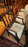 Three Victorian dining chairs, George III elbow chair and one other (5)                                                                