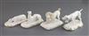 Four Grainger, Lee & Co. porcelain figures of dogs, c.1820-37, L. 9.5cm -12cm                                                          