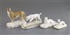 Four Grainger Lee & Co. porcelain figures of dogs, c.1820-37, L. 8.2cm -14cm, slight faults                                            