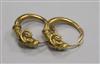 A pair of Polish 14ct gold 'rams head' hoop earrings.                                                                                  