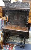 A 17th century style carved oak whatnot W.76cm                                                                                         