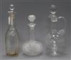 Two glass decanters and a claret jug                                                                                                   