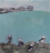 Kathryn Matthews, oil on board, Seagulls and pier, inscribed verso 25 x 25cm                                                           