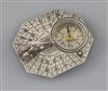 An 18th century octagonal silver Butterfield dial, 2 x 1.75in.                                                                         