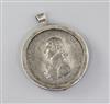 An early 19th century white metal Trafalgar medal by Matthew Boulton, width 2in.                                                       