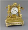 Viger of Paris. A Louis XVI ormolu and white marble mantel clock, height 14in.                                                         