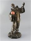 Jules Aimé Grosjean (1872-1906). A bronze figure of Pierrot standing holding a ball, height 17.5in.                                    