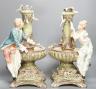 A pair of large Continental pottery 'fountain' groups 45cm                                                                                                                                                                  
