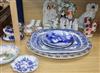 A large quantity of mixed porcelain including Staffordshire, Imari, blue and white, etc. tallest 35cm                                  