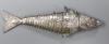 A continental white metal articulated fish pill box, with hinged head                                                                                                                                                       