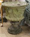 A reconstituted stone garden urn W.53cm                                                                                                