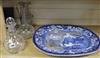 A Victorian meat plate and sundry glassware                                                                                            