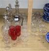 A quantity of mixed glasses and decanters, etc.                                                                                        