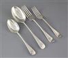 A late Victorian silver Old English pattern part suite of flatware by Josiah Williams & Co, 162 oz.                                    