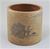 A Chinese Yixing brush pot, H. 13.5cm                                                                                                  